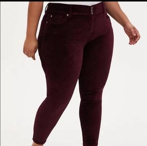 Premium burgundy velvet jegging
